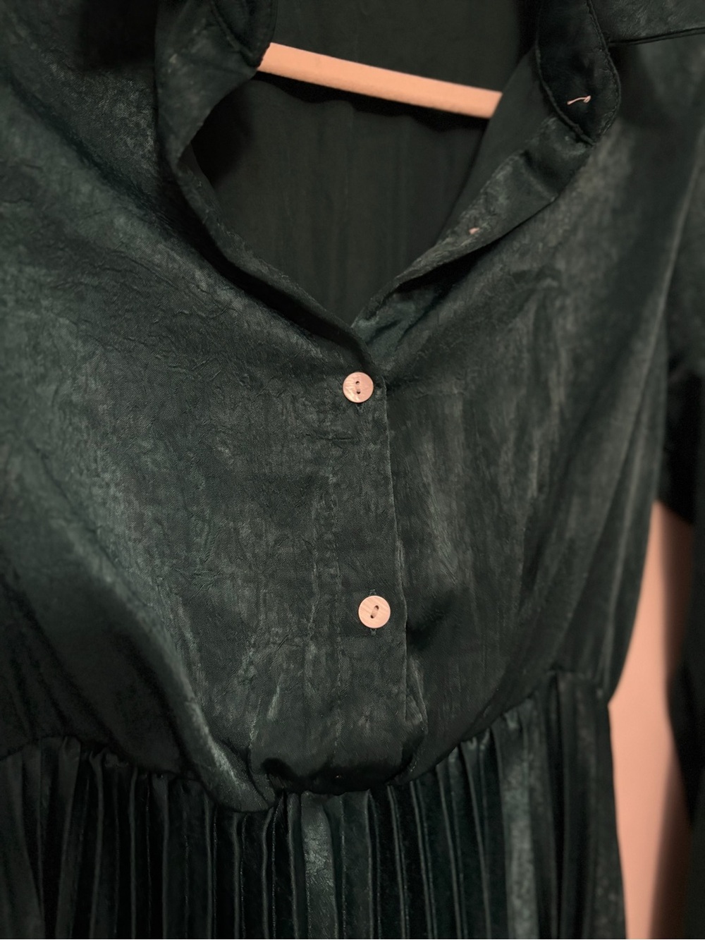 SHEIN Teal Button-Front Pleated Maxi Dress - Picture 6 of 7